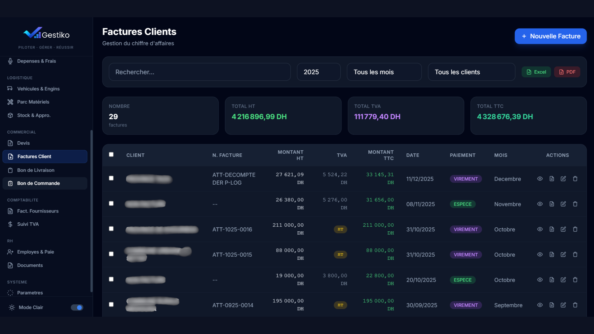 Gestiko — module facturation clients, devis et bons de commande